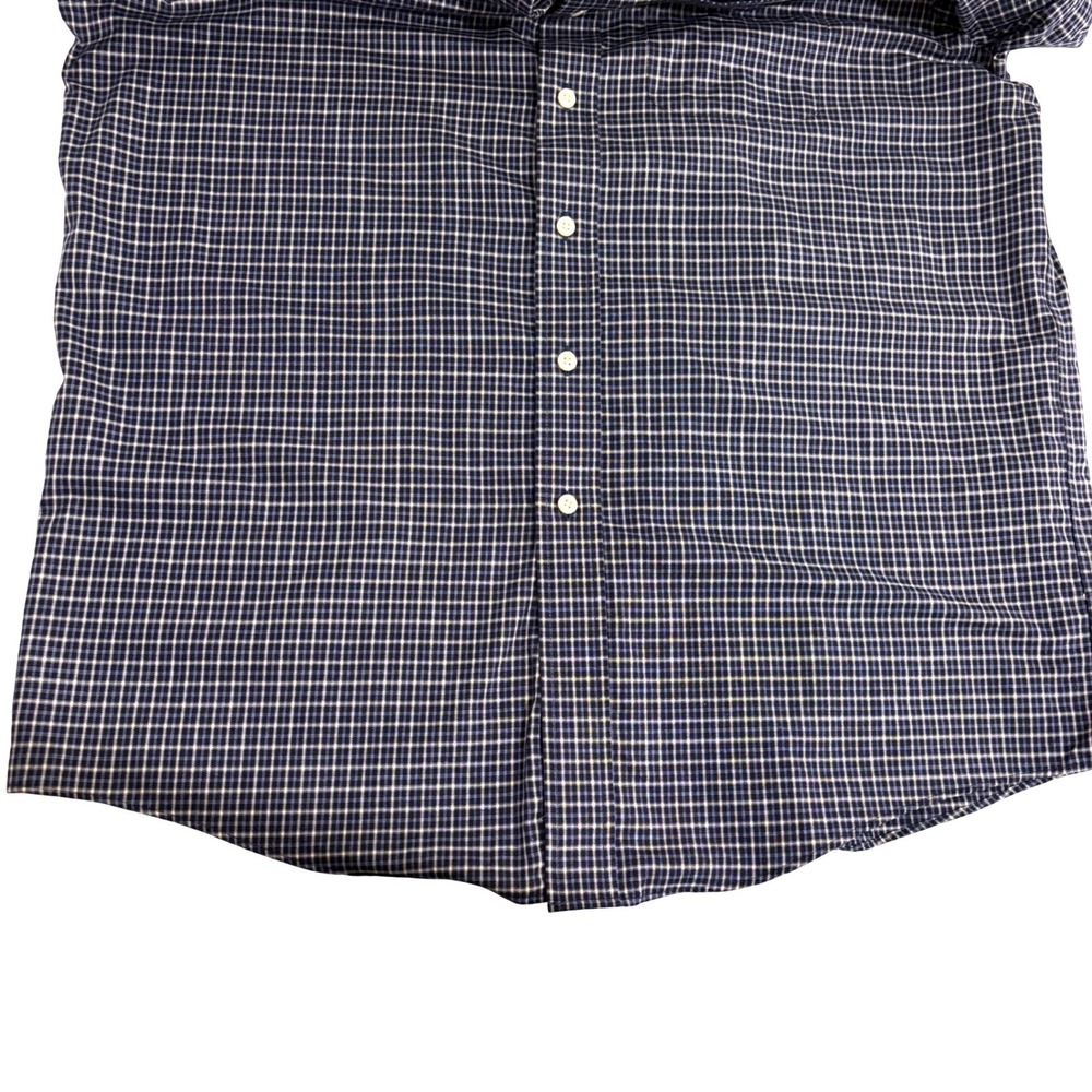 L.L. Bean Button Down Shirt Mens L Navy Blue White Check Wrinkle Resistant - Picture 8 of 9
